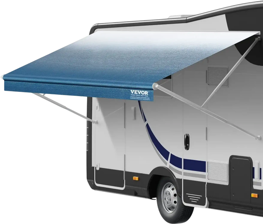 VEVOR RV Awning Fabric Replacement, 11'2" Fabric Length for 12' Awning, Heavy Duty 3-Ply 16oz PVC Camper Awning Fabric, Waterproof & UV Protection Outdoor Canopy for RV, Trailer, Motorhome, Blue Fade