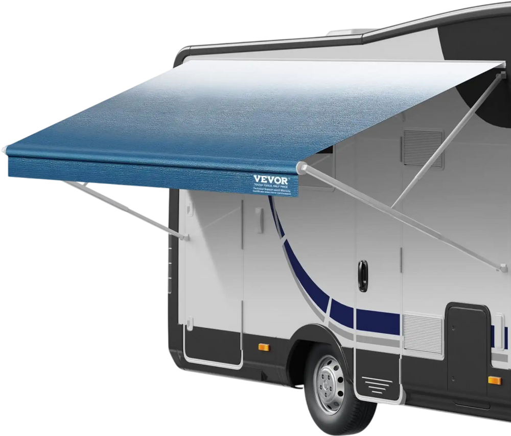 VEVOR RV Awning Fabric Replacement, 14'2" Fabric Length for 15' Awning, Heavy Duty 3-Ply 16oz PVC Camper Awning Fabric, Waterproof & UV Protection Outdoor Canopy for RV, Trailer, Motorhome, Blue Fade