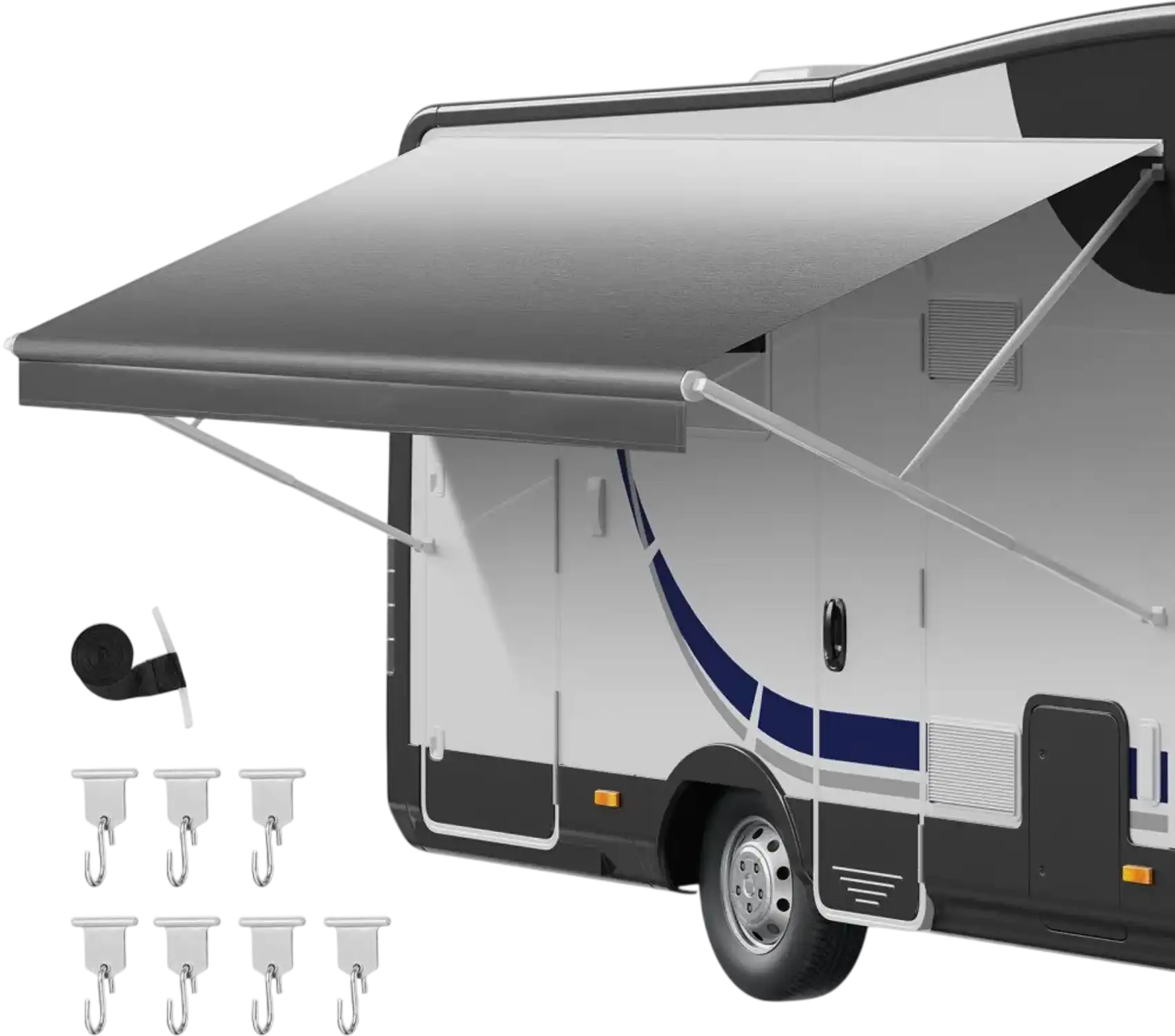 Vevor RV Awning Fabric Replacement 18' Gray Fade New