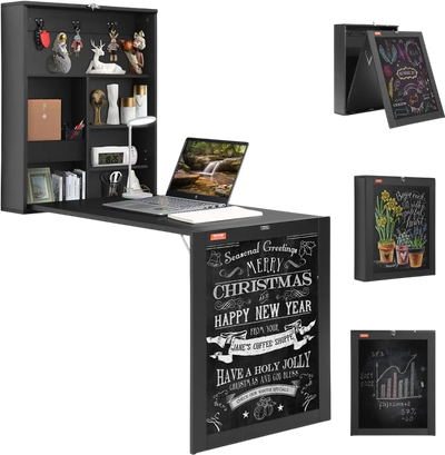 Vevor Wall Mounted Desk Fold-Out Convertible Folding Table with Chalkboard New