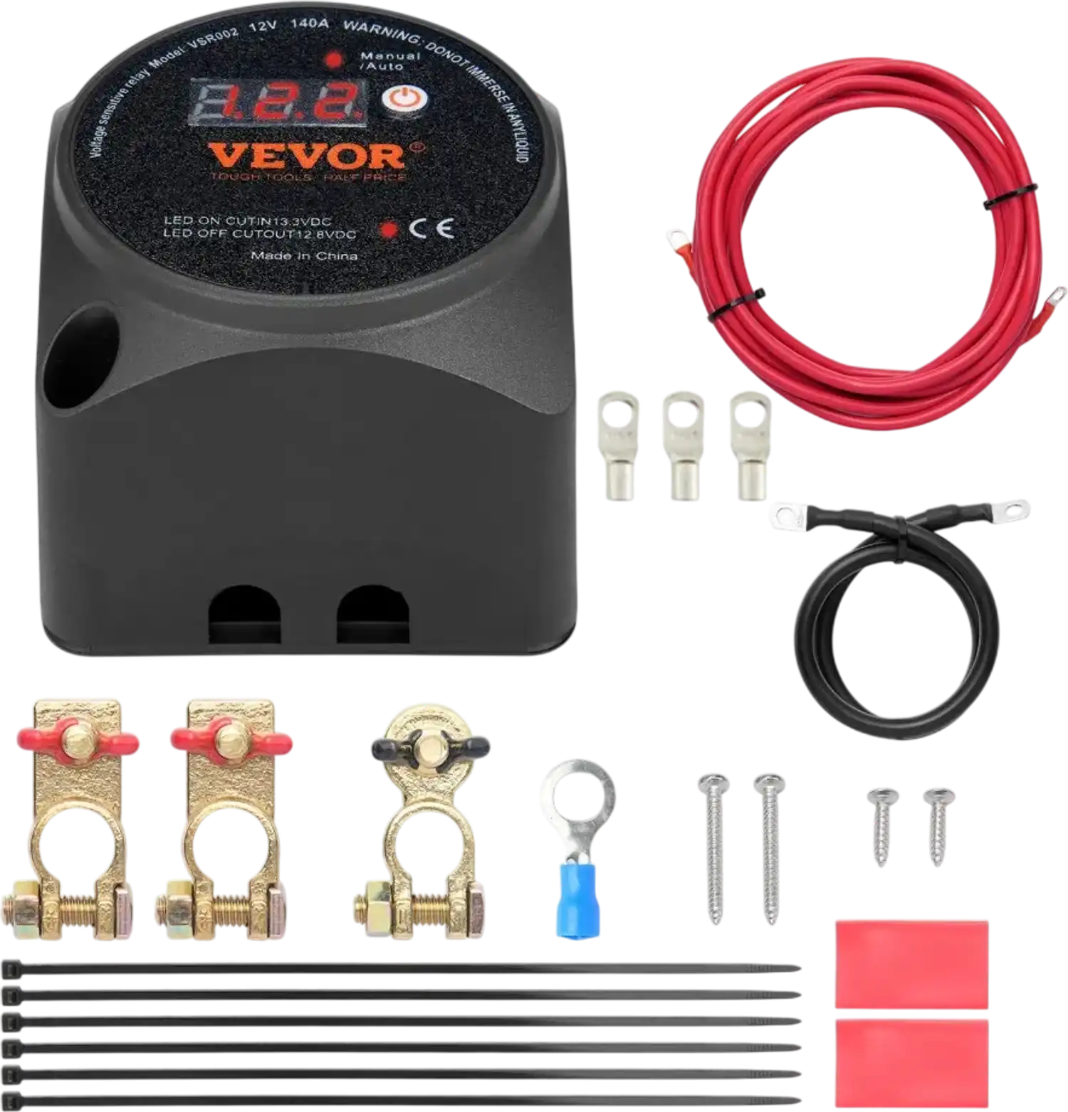 Vevor Battery Isolator Kit 12V 140A Dual Battery Isolator with LCD Screen New