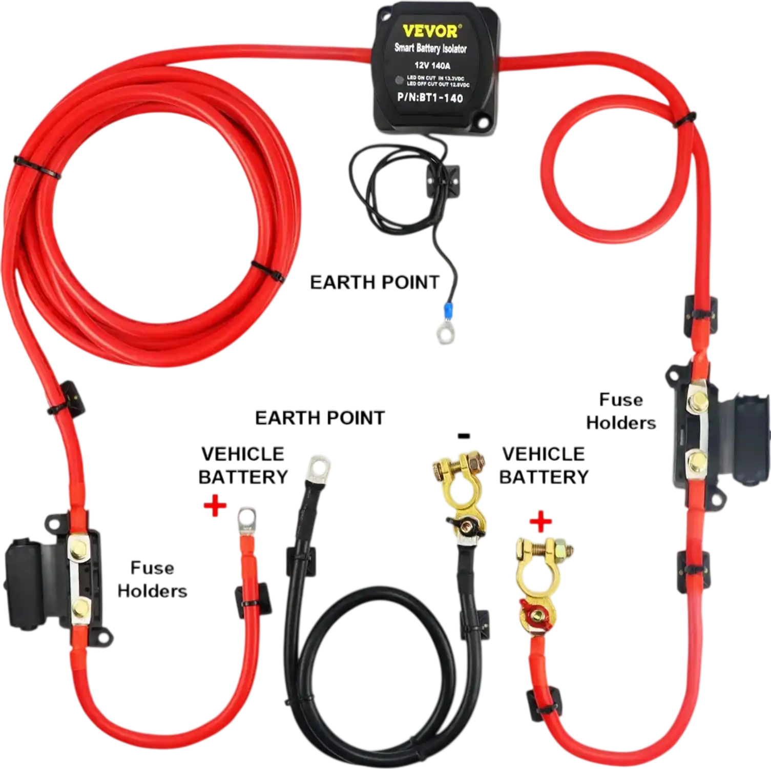 Vevor Battery Isolator Kit 12V 140A Dual Battery Isolation Kit New