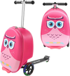 VEVOR Ride-on Luggage, 20 L Capacity, 20 Inches Kids Scooter Suitcase with Flash PU Wheels, Adjustable Handle & TPR Non-Slip Grip, Foldable & Lightweight Scooter Luggage for Kids Aged 5+, Pink