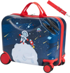 VEVOR Ride-on Luggage, 26 L Capacity, 18 Inches Tow Along Toddler Carry on Luggage with Wheels, Adjustable Shoulder Strap, Lightweight Kids Riding Suitcase for Boys & Girls Aged 3+, Blue & White