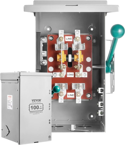 VEVOR 100A Generator Transfer Switch, 24000W Manual Transfer Switch, Heavy Duty Double-Throw Power Transfer Switch 120/240V, Meeting NEMA 3R Standards, for Outdoor, Indoor, and Portable Generator