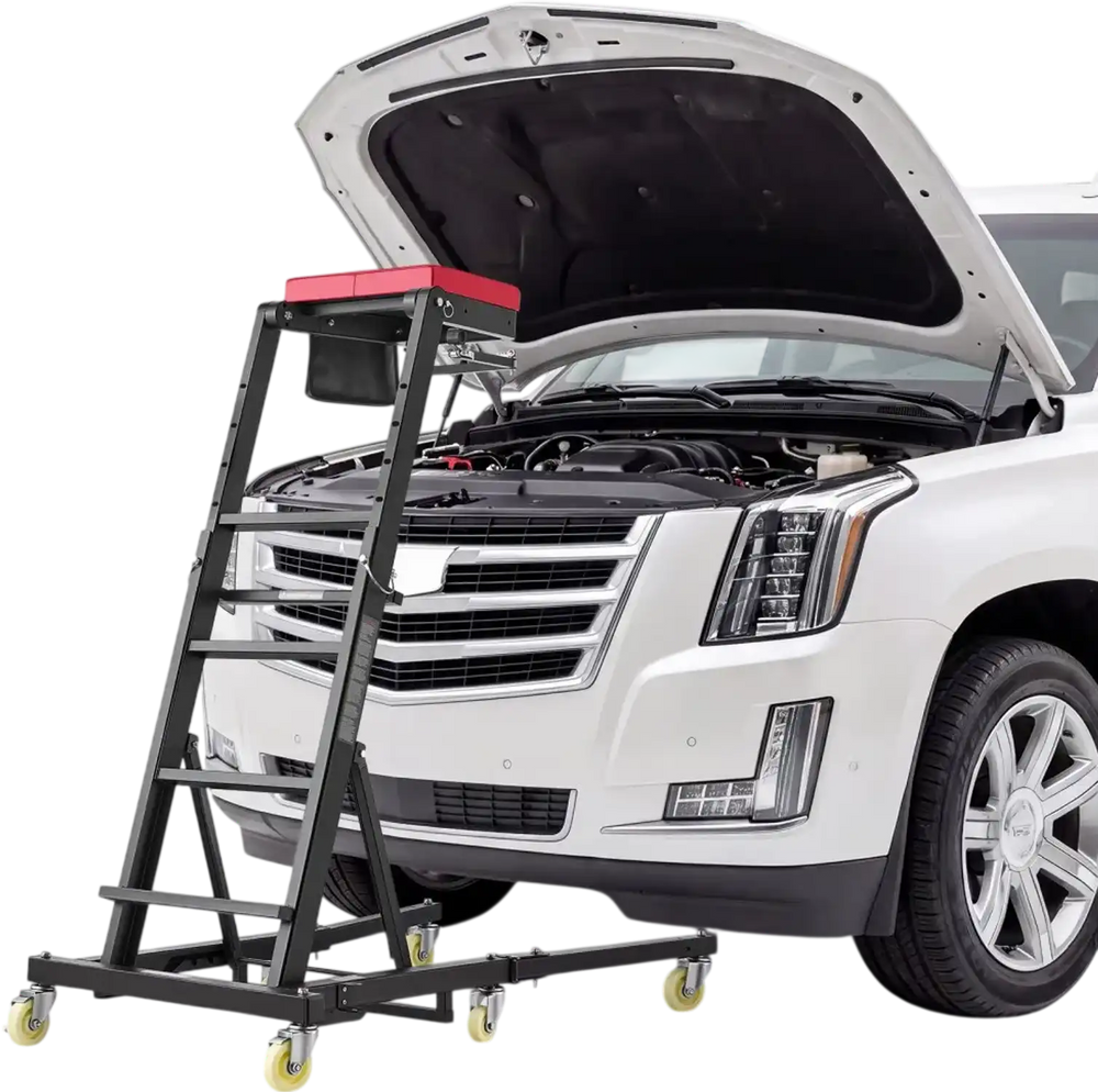 VEVOR Top Automotive Creeper 48"-76" Adjustable with Folding Mechanical Arm, Foldable High Top Engine Creeper, 400LBS Heavy-Duty Support, Stable H-Shaped Base, 6-Wheel Smooth Rolling for Auto Repair