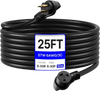 VEVOR 50-Amp Generator Extension Cord, 25 Foot, 250 Volts 12500 Watts Heavy Duty Power Cable, NEMA 6-50R NEMA 6-50P SWT 6AWG Flexible Welder Extension Cord, with Storage Bag, for Generators, ETL Listed