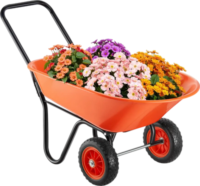 VEVOR Wheelbarrow Cart, 5 Cu. Ft. Load & 397 lbs Capacity, 2 Wheels Garden Dump Cart, Garden Wagon with Handle &  10
