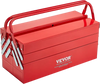 VEVOR Metal Tool Box, 18-inch, 3-Tier 5-Tray Portable Folding Tool Chest Organizer with Handle & Lock Hole, Powder Coated Steel, Cantilever Toolbox for Household Factory Warehouse Repair Shop, Red