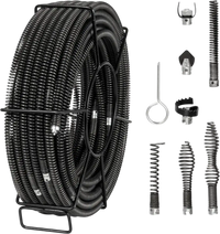 VEVOR Drain Cleaning Cable 100 FT x 5/8 Inch, Professional Sectional Drain Cleaner Cable with 7 Cutters for 0.8