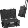 VEVOR Weatherproof Hard Case, Heavy Duty Protective Dry Box Case with Pre-cut Foam, Wheels & Retractable Pull Handles for Travel, Hunt, Military, Tactical, IP67 Waterproof Case for Cameras (64x51x25)