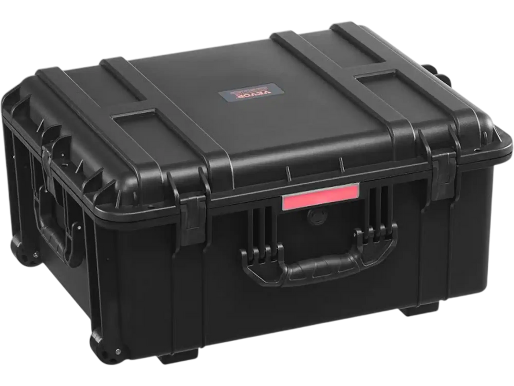 VEVOR Weatherproof Hard Case, Heavy Duty Protective Dry Box Case with Pre-Cut Foam, Wheels & Retractable Pull Handles for Travel, Hunt, Military, Tactical, IP67 Waterproof Case for Cameras(63x50x32)