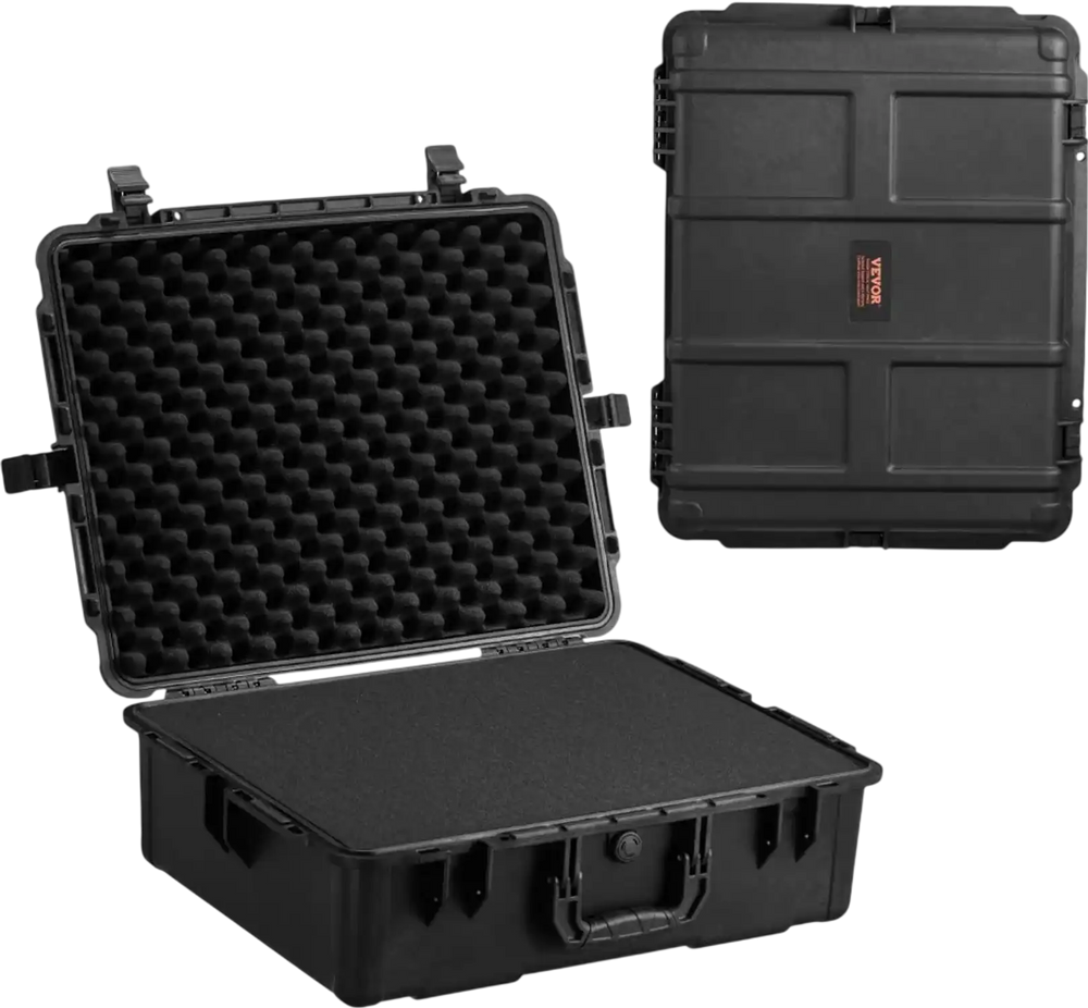 VEVOR Weatherproof Hard Case, Heavy Duty Protective Dry Box Case with Pre-cut Foam, and Retractable Pull Handles for Travel, Hunting, Military, Tactical, IP67 Waterproof Case for Cameras (56.1x37x26)