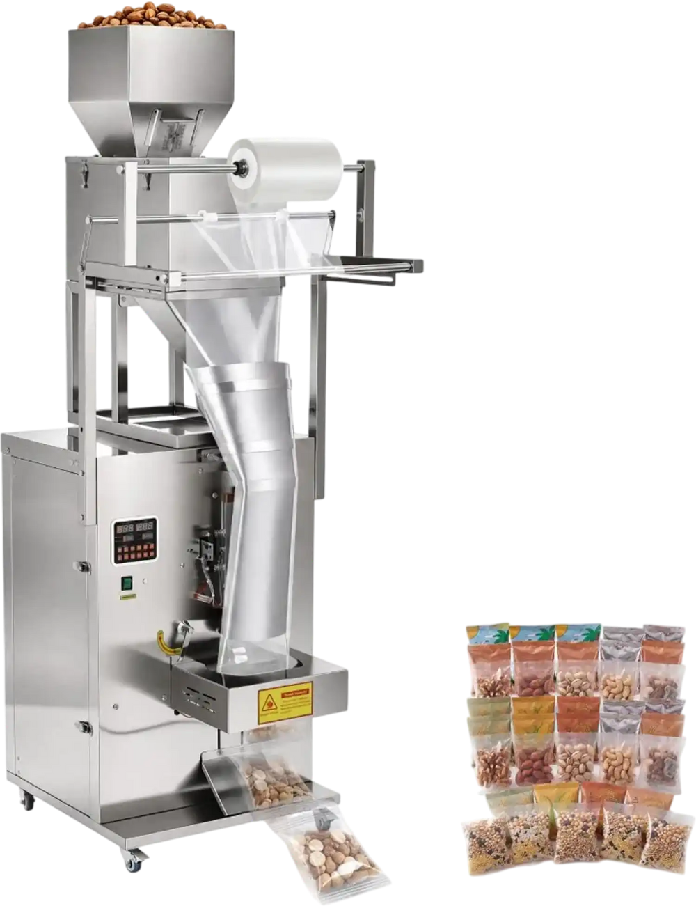 VEVOR Powder Filling and Sealing Machine, 10-999g(0.02-2.2lbs) Automatic Particle Granule Packaging Machine, Stainless Steel, Weighing Filling Sealing, for Coffee Beans, Grains, Tea, Spices, Silver