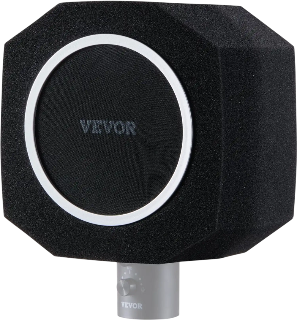 VEVOR Microphone Isolation Sphere, Dense Acoustic Foam, Wind Noise Shield featuring a Two-Layer Pop Filter, Fits Microphones 1.57 to 2.36 inches, Vocal Booth for Echo Minimization