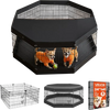VEVOR Dog Playpen 24 Inch 8 Panels Exercise Pen with Top Cover & Bottom Pad, Indoor Foldable Metal Pet Fence with Door, Heavy Duty Puppy Crate Kennel Pen for Dogs, Cats, and Other Small Animals, Black