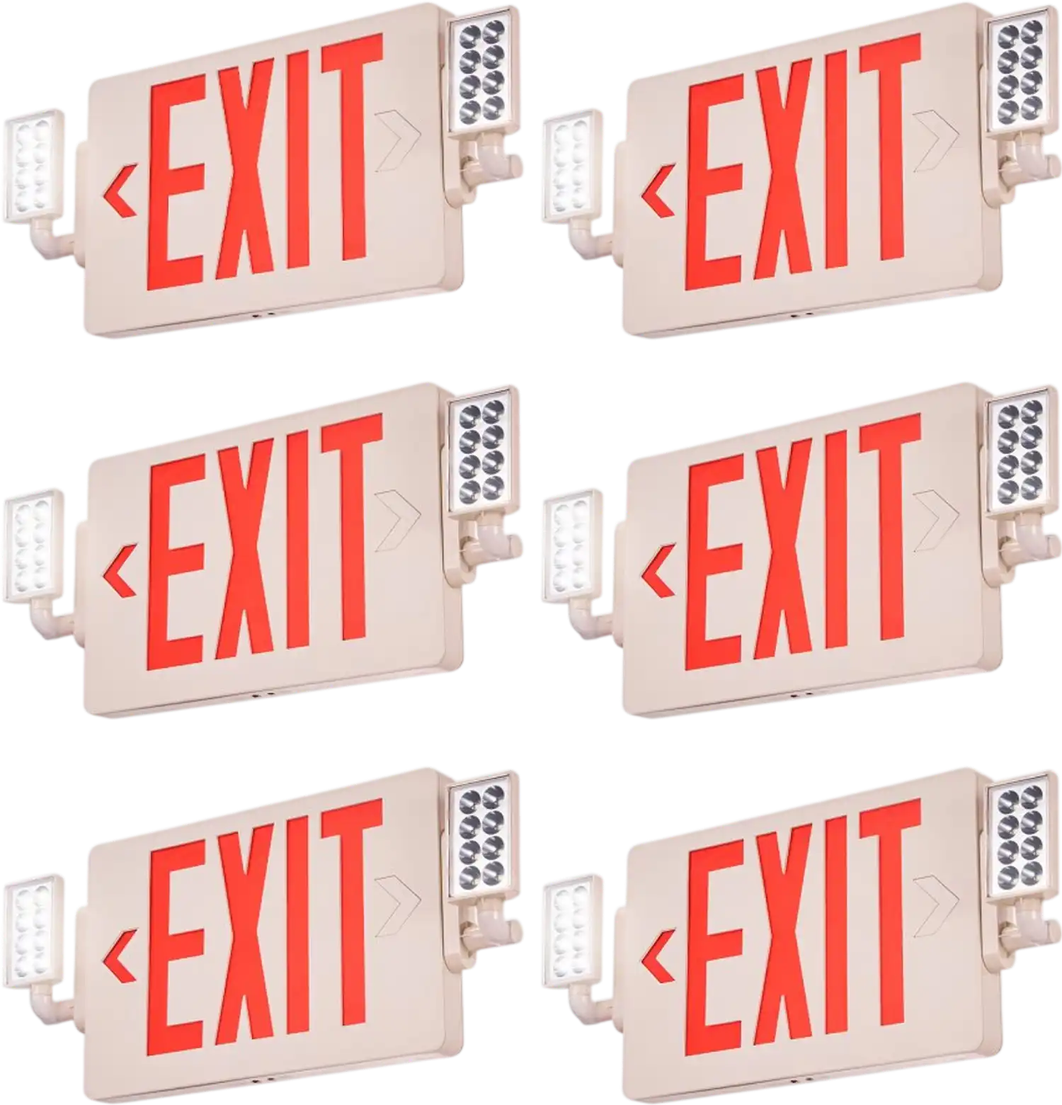 Vevor Exit Sign LED Emergency Light Combo Red Letter Battery Backup 6-Pack New