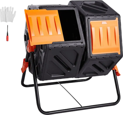 Vevor Compost Bin 37-Gal Dual Chamber Composting Tumbler New
