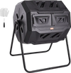 VEVOR Compost Bin, 43-Gal Dual Chamber Composting Tumbler, Large Tumbling Rotating Composter with 2 Sliding Doors and Steel Frame, BPA Free Composter Bin Tumbler for Garden, Kitchen, Yard, Outdoor