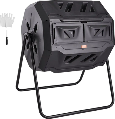 Vevor Compost Bin 43-Gal Dual Chamber Tumbling Composter New