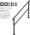 VEVOR Handrails for Outdoor Steps, 4-5 Step Stair Hand Rail Kit, Transitional Carbon Steel Railings with Installation Kit, Stair Rails for Seniors, Concrete Steps & Porch & Deck, Black Square Tube