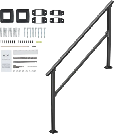 Vevor Handrail Outdoor Stair Railing for 4-5 Steps Black New