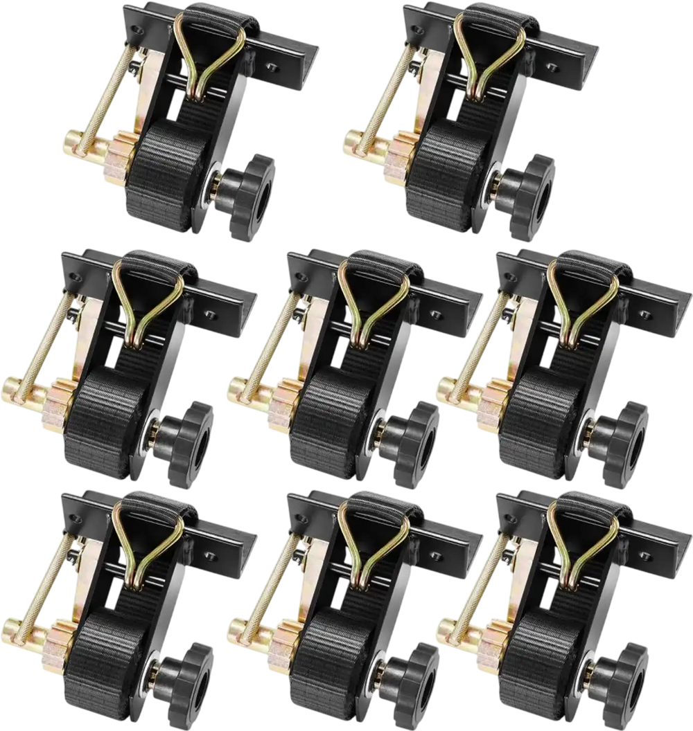 VEVOR Ladder Rack Ratchet Straps, Black Square Tube Mount, 1.5 in Wide x 7.4 ft Long Black Ladder Rack Straps with Double J-Hooks, 500 lbs Load Heavy Duty, Cargo Buckle Lock Strap (8 Pack)