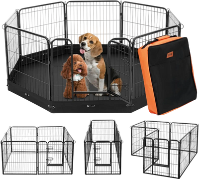 Vevor Dog Playpen Foldable Metal Exercise Pen with Door, Storage Bag & Bottom Pad New