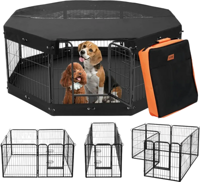 Vevor Dog Playpen Foldable Metal Exercise Pen with Cover, Pad & Bag New