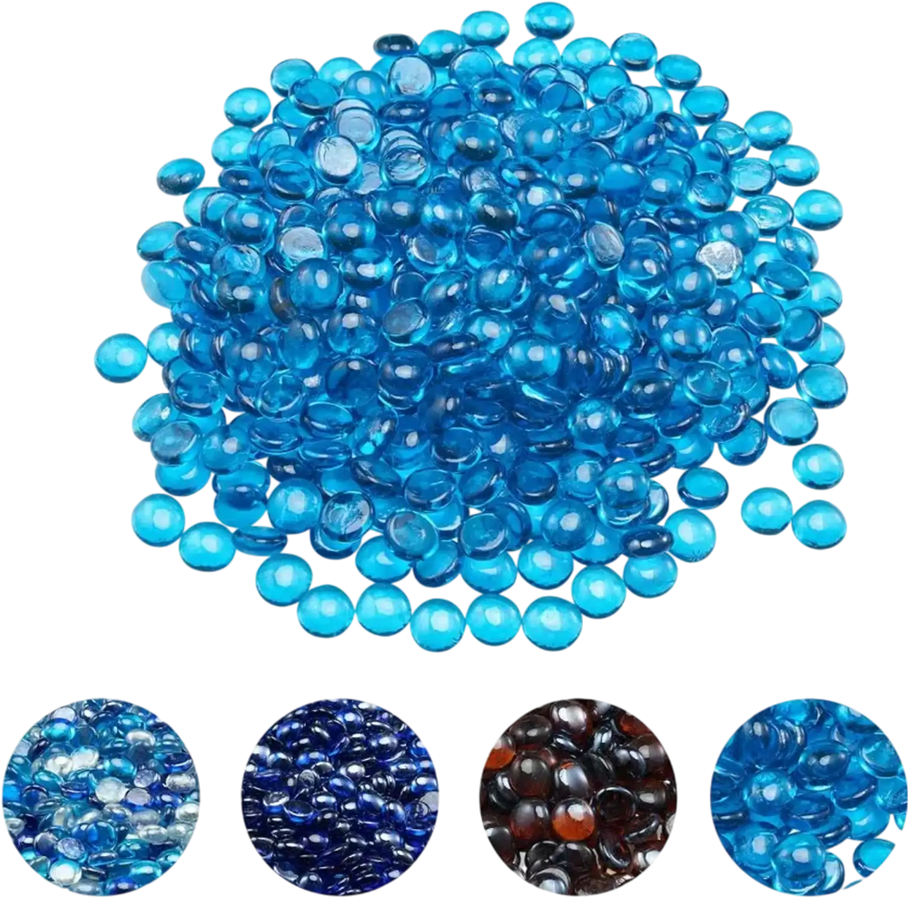 VEVOR Fire Glass, 20 lbs / 9.0 kg High-Temperature Resistant Fireplace Rocks, 3/4-Inch / 19.05 mm Reflective Firepit Glass Beads, High Luster Stone Landscaping for Fire Pit Table, Caribbean Blue