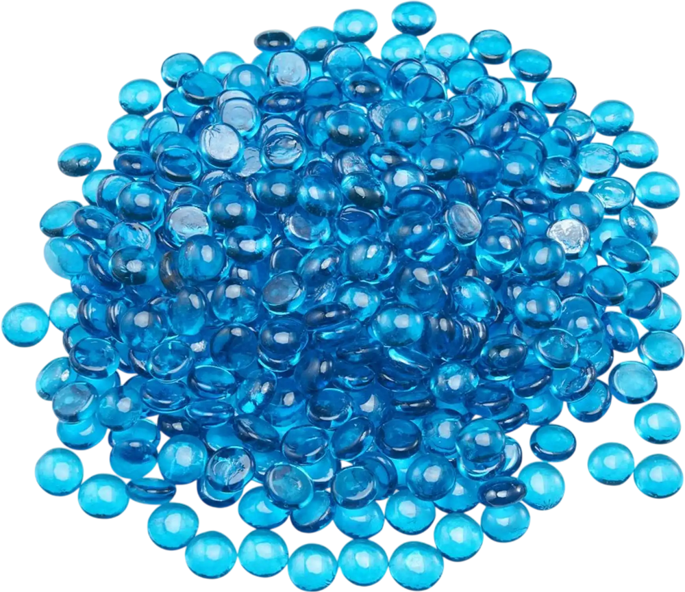 VEVOR Fire Glass, 10 lbs / 4.5 kg High-Temperature Resistant Fireplace Rocks, 3/4-Inch / 19.05 mm Reflective Firepit Glass Beads, High Luster Stone Landscaping for Fire Pit Table, Caribbean Blue