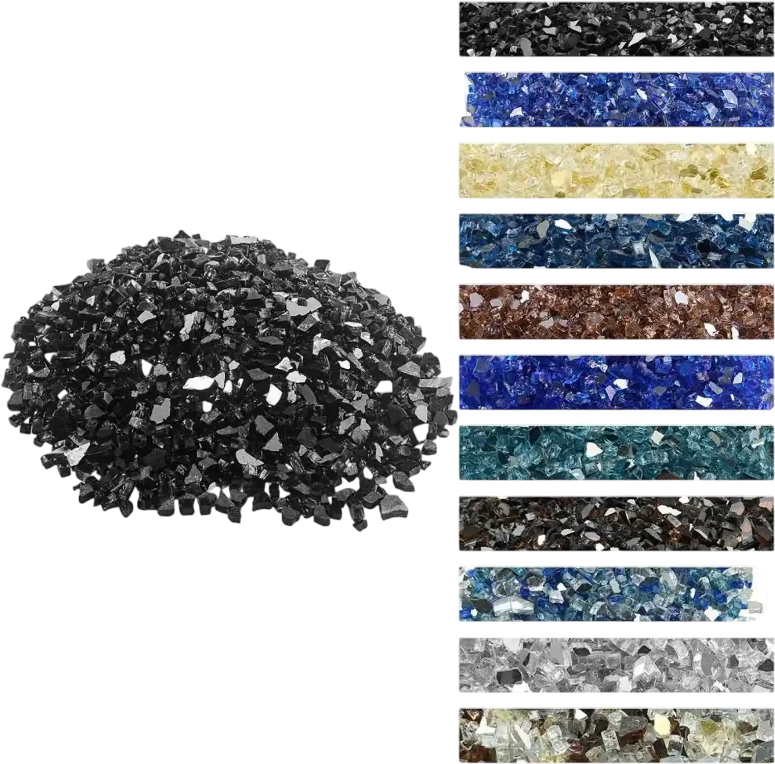 Vevor Fire Glass Black Reflective Crushed Tempered Fireplace Rocks 20 lbs 1/2