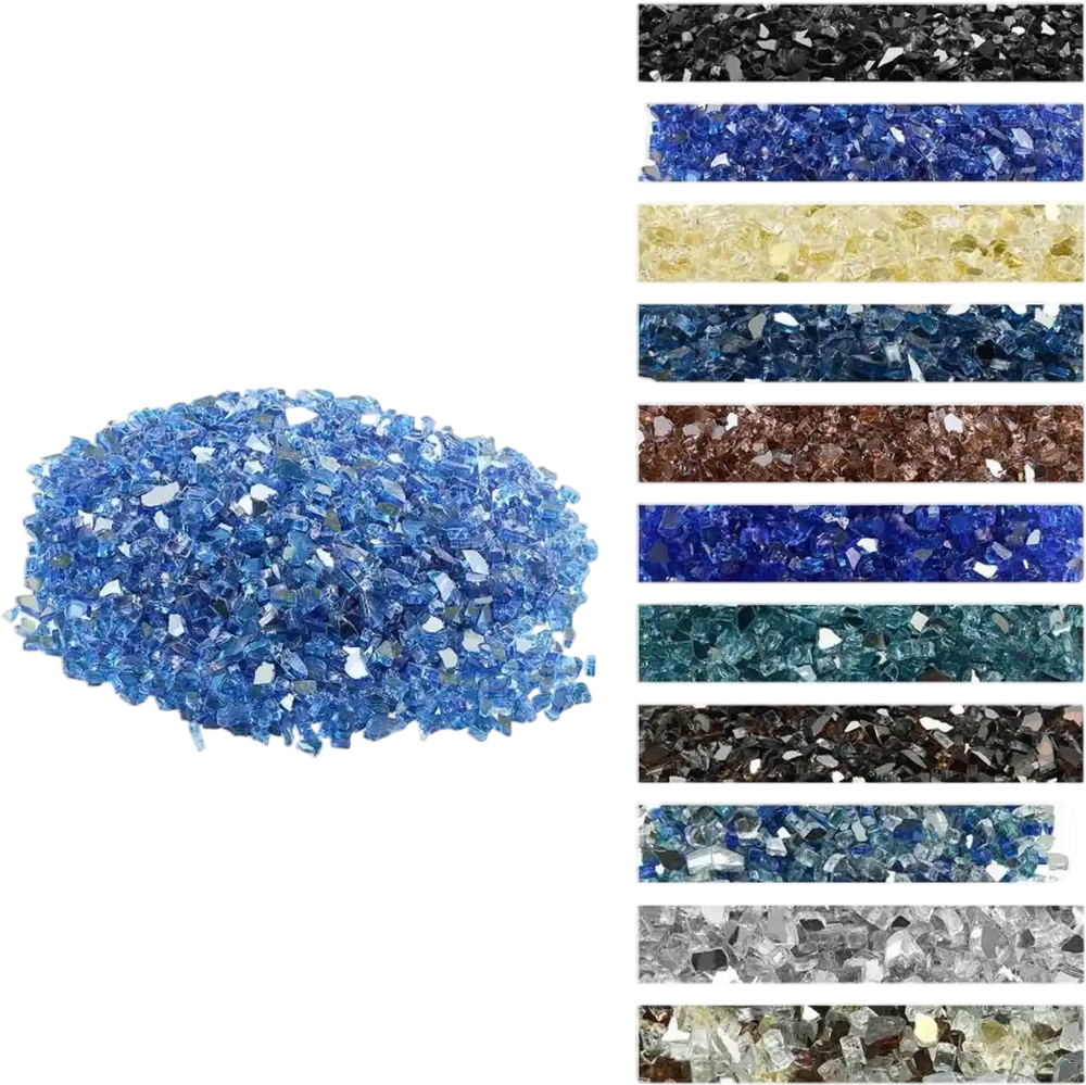 VEVOR Fire Glass, 10LBS / 4.5KG High-Temperature Resistant Fireplace Rocks, 1/4-Inch / 6.35 mm Reflective & Smokeless Firepit Glass Rock, High Luster Stone Landscaping for Fire Pit Table, Cobalt Blue