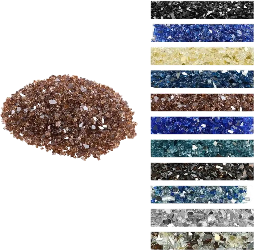 VEVOR Fire Glass, 10 LBS / 4.5 KG High-Temperature Resistant Fireplace Rocks, 1/4-Inch / 6.35 mm Reflective & Smokeless Firepit Glass Rock, High Luster Stone Landscaping for Fire Pit Table, Copper