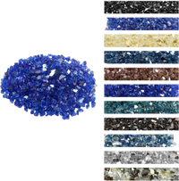 VEVOR Fire Glass, 35LBS / 15.88KG High-Temperature Resistant Fireplace Rocks, 1/2-Inch / 12.7mm Reflective & Smokeless Firepit Glass Rock, High Luster Stone Landscaping for Fire Pit Table, Cobalt Blue