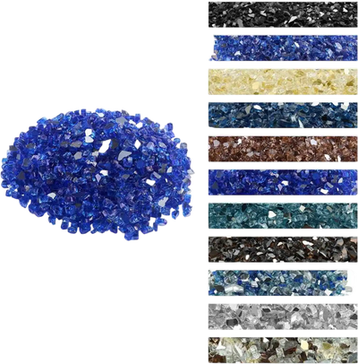 VEVOR Fire Glass, 35LBS / 15.88KG High-Temperature Resistant Fireplace Rocks, 1/2-Inch / 12.7mm Reflective & Smokeless Firepit Glass Rock, High Luster Stone Landscaping for Fire Pit Table, Cobalt Blue