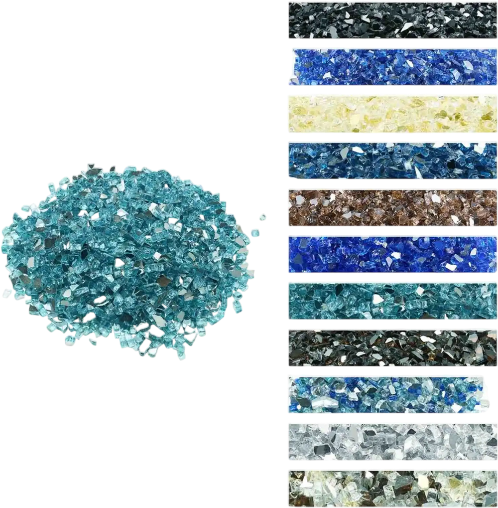 VEVOR Fire Glass, 10 LBS / 4.5 KG High-Temperature Resistant Fireplace Rocks, 1/2-Inch / 12.7 mm Reflective & Smokeless Firepit Glass Rock, High Luster Stone Landscaping for Fire Pit Table, Aqua Blue