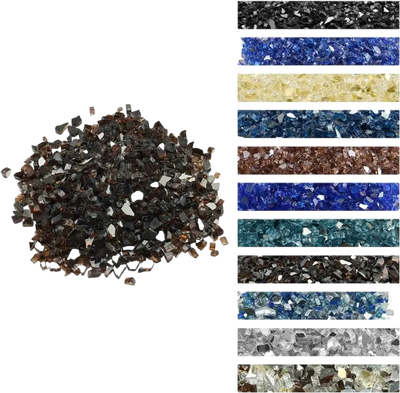 VEVOR Fire Glass, 20 LBS / 9.0 KG High-Temperature Resistant Fireplace Rocks, 1/2-Inch / 12.7 mm Reflective & Smokeless Firepit Glass Rock, High Luster Stone Landscaping for Fire Pit Table, Copper