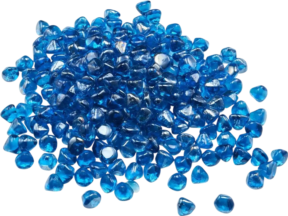 VEVOR Fire Glass, 20 LBS / 9 KG High-Temperature Resistant Fireplace Rocks, 1 Inch / 25.4 mm Reflective Firepit Glass Diamond Beads, High Luster Stone Landscaping for Fire Pit Table, Caribbean Blue
