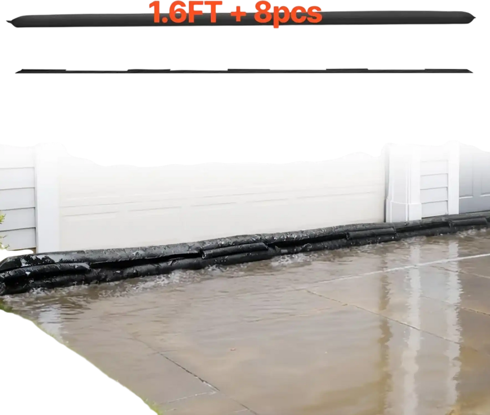VEVOR Flood Barrier, 8 Pack, 1.6 x 1.4 ft Flood Bags Activated by Water, Reusable Water Absorbent Barrier, Sandless Sandbags Blockage, Flooding Prevention Bags for Home, Doorway, Basement, Garage