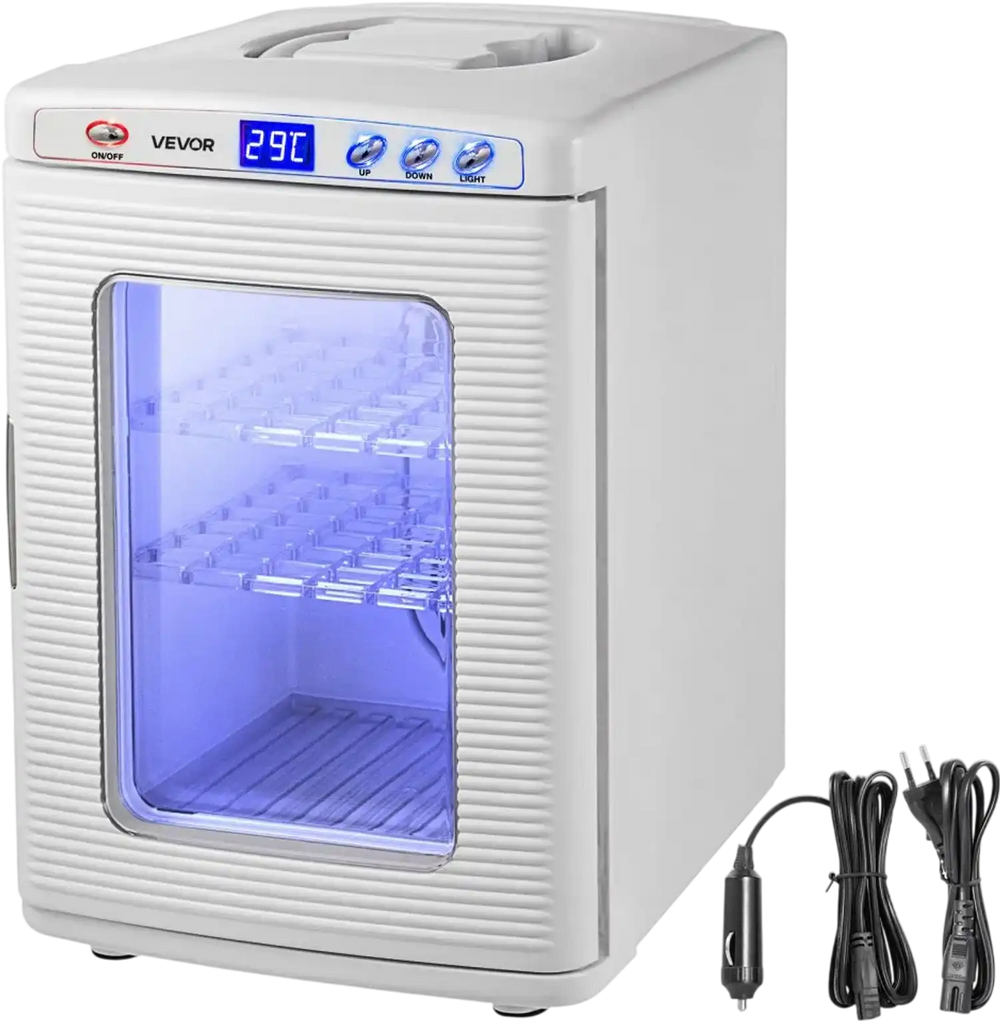 VEVOR Reptile Incubator, 25L Scientific Lab Incubator, Cooling and Heating 5 °C to 42 °C Automatic Incubator, 12V/110V White Reptile Egg Breeding Hatchery Work for Thermostats Snakes and Turtles