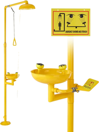 VEVOR Emergency Shower Eye Wash Station, 34.25 x 15.75 x 91.73 Inch 304 Stainless Steel Eyewash and Shower Combination, OSHA-Approved First Aid Eye Wash Station, for Schools, Labs, Factories, Yellow