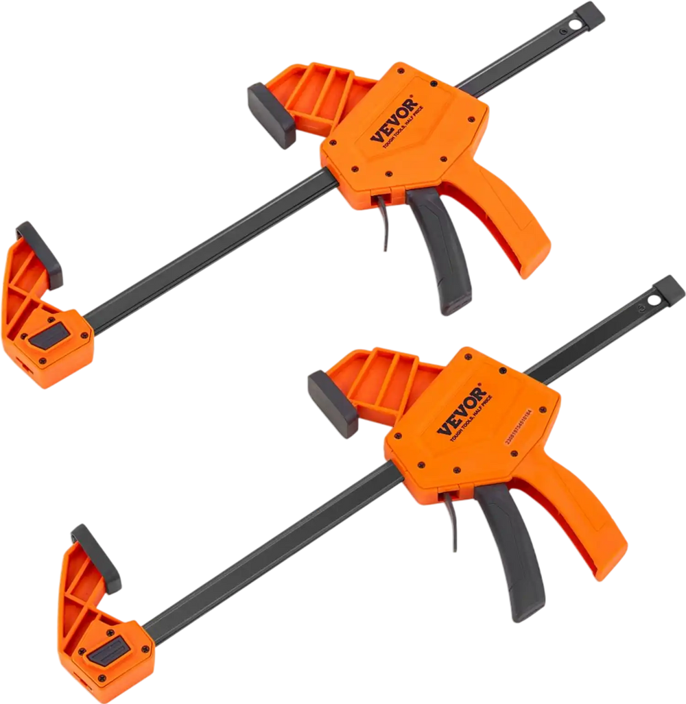 VEVOR Bar Clamps for Woodworking, 2-Pack 12" One-Handed Clamp/Spreader, Quick-Change F Clamp with 300 lbs Load Limit, High-strength Plastic and Carbon Steel, Wood clamps for Woodworking Metal working