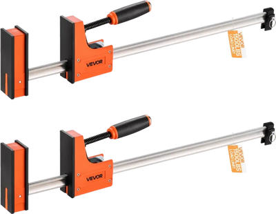 VEVOR Bar Clamps for Woodworking, 2-Pack 24 inch Parallel Clamp Set, F-Clamp with 1500 lbs Load Limit, Even Pressure, High-strength Plastic and Carbon Steel, for Woodworking Metal Working, Orange