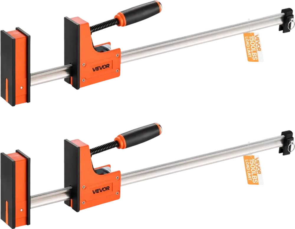 VEVOR Bar Clamps for Woodworking, 2-Pack 36 inch Parallel Clamp Set, F-Clamp with 1500 lbs Load Limit, Even Pressure, High-strength Plastic and Carbon Steel, for Woodworking Metal Working, Orange