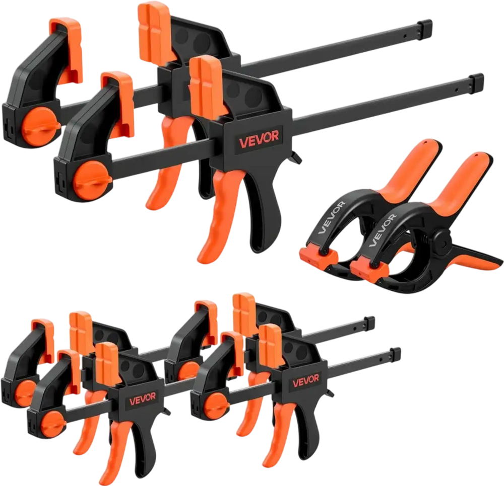 VEVOR Bar Clamps for Woodworking, 8-Pack, 6" and 12", with Spring Clamps, One-Handed Clamp/Spreader, 154 lbs Load Limit, Quick Release, Self-Locking Design, for Wood Working and Metal Working