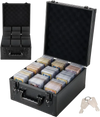 VEVOR Graded Card Case 3 Row 150 PSA Slab Storage Box with Secure Lock, Baseball Sports Trading Cards Holder Collector with 12 Dividers, Key, Holds 100 SGC 80 BGS 500 Top Loaders & 999+ Loose Cards