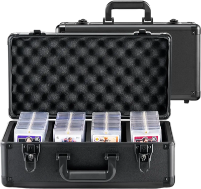 Vevor Graded Card Storage Box 4-Slot Sports Card Holder Carrying Case with Key Lock New