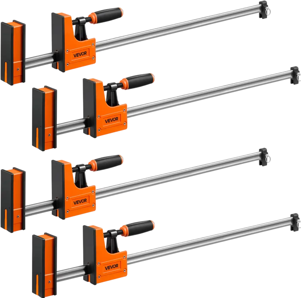 VEVOR Bar Clamps for Woodworking, 4-Pack, 36" Opening F Clamps, 1500 lbs Load Limit, Clamp/Spreader 2 Modes, Soft Rubber Pads, Ergonomic Handle, Carbon Steel Bar, for Wood Working and Metal Working