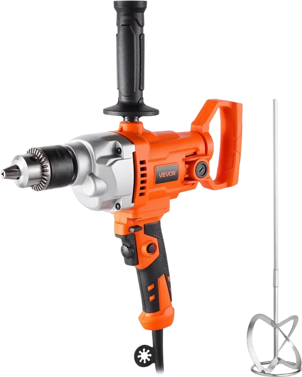 VEVOR Drill Mixer, 1/2 inch Corded Electric Drill Mixer Set, 0-850RPM 5.4A Mixing Drills, Mixing Drills Machine with D-Handle for Drilling & Blending, Handheld Cement Mixers for Fodder, Paint, Cement